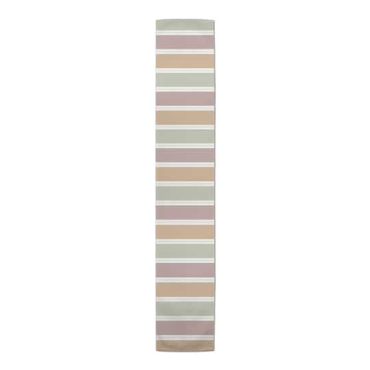 90" Soft Neutral Stripes Cotton Twill Table Runner